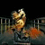Animated sequence of a golden cartoon character with orange accents performing actions against a dark background with metal railings.