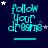 identical 'follow your dreams' text icons with animated stars on a dark blue background