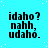 identical pixelated text blocks on a cyan background with white speckles, each displaying "idaho? nahh, udahō." in black font