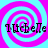 Four identical display the name "Michelle" in black serif font over a pink and cyan spiral background, arranged in a
