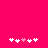 A bright pink background features two of white and pink pixelated heart shapes arranged in horizontal sequences