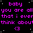 A static digital image with repeated text and symbols on a black background, featuring pink text and white dots.