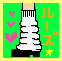 Pixelated image of a foot in a white sock and black shoe on green background with pink hearts, orange Japanese text, and yellow star.