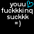 Pixelated text and symbols on black background with cyan heart symbol replacing 'u' in 'you' on left side.