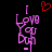 Pixelated pink text 'I Love You Don' forms a figure with arms raised, red heart above head on black background.