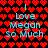 Red heart pattern background with cyan text reading "I Love Megan So Much" in two identical vertical