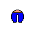 Pixelated character with peach skin and blue pants in four sequential poses showing arm and leg movements.