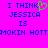 Pixelated text on bright pink background with green heart symbol replacing 'O' in 'MOKIN', repeated twice side-by-side.