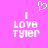 Pixelated white text and heart symbol on solid pink background, with two identical side-by-side layouts of 'I Love Tyler' beneath the heart.