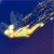 Animated sequence of a yellow-orange object with trailing light streaks against a dark blue background, showing motion