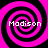 Four identical pink and black spiral patterns arranged in a , each containing the text 'Madison' in white pixelated font