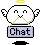 Pixelated white character with wings and halo holding a purple 'Chat' sign, showing four variations of pose and background elements.