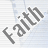 A 48x48 pixel animated buddy icon showing the word "Faith" in two distinct frames with a gray transparency background.