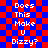 Red and blue checkered background with white pixelated text reading "Does This Make U Dizzy?" repeated in two vertical