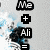 A pixelated image with text elements 'Me', '+', 'Ali', and '=' on the left, and 'best friends?', 'sisters', and a heart symbol on the right against a light background.