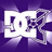 A static image of a white DC logo with stylized 'DC' letters and an arrow symbol on a purple background.