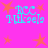 A static image with a bright pink background featuring orange stars and light blue text reading "BCC Mikaela" in pixelated font.