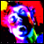 A 2x2 contact sheet of four animated frames from a pixelated AIM buddy icon featuring a distorted face with vibrant colors and text elements reading "ALICE," "IN," and "CHAINS" across the bottom-right, top-right, and bottom-left corners respectively.