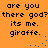 Orange background with black pixelated text repeating 'are you there god? its me. giraffe.' and blue pixelated dots forming a curved line.