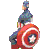 Nine pixelated comic characters arranged in a on gray background, each with distinct costumes and poses