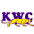 Purple 'KWC' letters with a yellow panther silhouette beneath them on a white background.