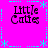A static image with a bright pink background, cyan decorative border elements, and four identical text blocks reading "Little Cats" in black pixelated font.
