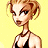 Pixelated cartoon woman with blonde hair and black halter top on yellow background next to green text reading Original Icons .com