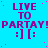 A static image with a bright cyan background featuring repeated purple text and emoticons arranged in a pattern