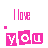 pink 'I love you' text blocks with varying pixelation and spacing on a white background
