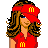 Pixelated cartoon woman in red McDonald's uniform with yellow 'M' logo, wearing a visor and smiling, shown from two angles.