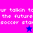 Pixelated text and star symbols on a split background of pink, purple, blue, and white.
