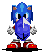 Four pixelated Sonic the Hedgehog icons display sequential hand gestures with a blue gem-like object, each icon featuring red shoes and gray gloves against a light gray background.