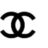 Black and white pixelated icon featuring interlocking CC logo on left, 'chanel' text above 'is love' text on right.
