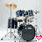 A 4-frame animated contact sheet showing a drum kit with red heart and text variations across frames.