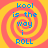 Four identical display a spiral background with blue text reading 'kool is the way i ROLL' in pixelated font