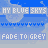 A static digital image displays repeated text and symbols in blue, white, and grey tones with pixelated patterns.