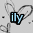 Six 'ily' text icons arranged in two on a gray background with black heart outlines and small dots