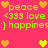 Pixelated icon with bright pink background displaying green text and orange/yellow hearts in two distinct states.