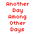 Red pixelated text "Another Day Among Other Days" appears on white background with black rectangular overlays in different positions across frames.