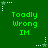 Green background with repeated green text "Toadly Wrong IM" and white star-shaped icons connected by dotted lines.