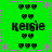 Green background with pink dashed borders and star patterns, featuring four identical sections of text "Keisie" surrounded by heart symbols.