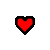 Four pixelated red hearts with black and white outlines arranged in a on gray background