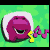 A pixelated cartoon icon featuring a purple dinosaur with white hair holding musical notes, next to green text reading "Sing With Me!" on a black background.