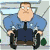 Animated contact sheet of a cartoon character in a wheelchair from Family Guy, showing five sequential frames with subtle facial and hand movements.