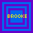 Four blue square with purple borders, each containing yellow text 'BROOKE' and nested squares in alternating blue-purple layers