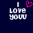 Dark blue background with white text 'I Love You' and a pink pixelated heart symbol above the word 'Love'.
