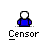 Pixelated blue figure with white head in static and animated states, some frames showing a white starburst effect near the head, text labels below each figure.
