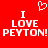 Red background with white pixelated text reading "I LOVE PEYTON!" and a heart symbol above the left "I", displayed in two identical side-by-side