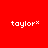 Four identical pixelated text icons on a solid red background, each displaying 'taylor*' in white lowercase letters with an asterisk.