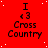 Red background with white dots, repeated text "I <3 Cross Country" in black pixelated font